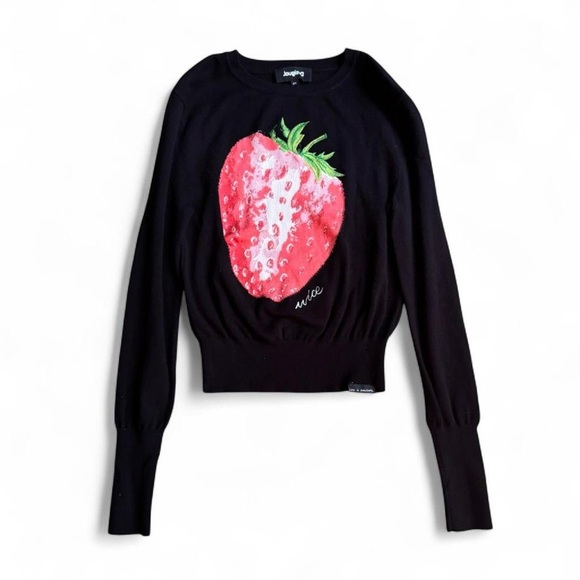 Desigual black strawberry knit sweater Size XS